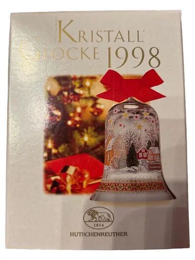 Hutschenreuther Kristallglocke 1998 Weihnachtsglocke Glas Winterdorf