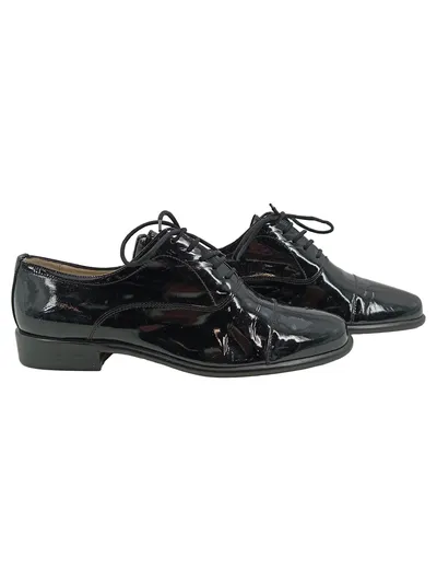 CENEDELLA Damen Oxford Schnürschuhe Lackleder Schwarz Gr. 37,5 Elegant