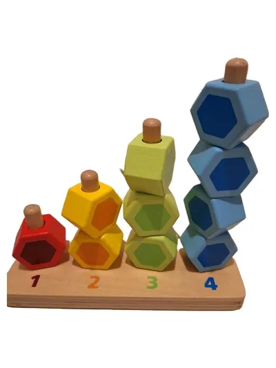 Hape Holzstapelturm mit Zahlen 1-4 Stapelspiel Lernspielzeug Kinder Holz