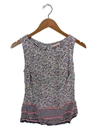 Camaïeu Damen ärmelloses Top Gr. 34/XS Blumenmuster Boho Viskose Mehrfarbig 1