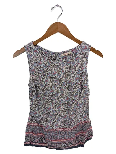 Camaïeu Damen ärmelloses Top Gr. 34/XS Blumenmuster Boho Viskose Mehrfarbig