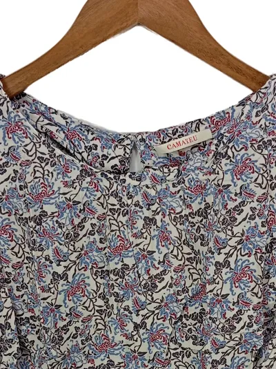 Camaïeu Damen ärmelloses Top Gr. 34/XS Blumenmuster Boho Viskose Mehrfarbig
