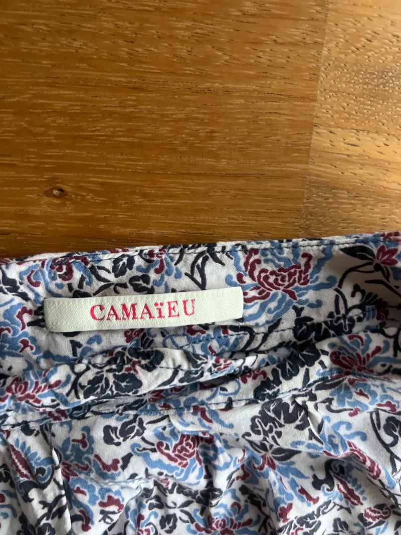 Camaïeu Damen ärmelloses Top Gr. 34/XS Blumenmuster Boho Viskose Mehrfarbig 3