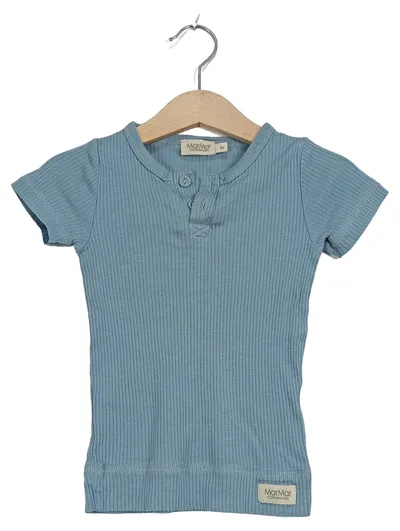 MarMar Copenhagen T-Shirt Baby Jungen Gr. 92 Blau Rippstrick Kurzarm