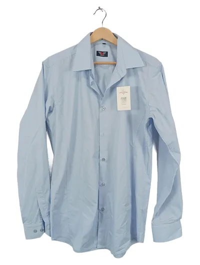 Aquila Herren Business Hemd Hellblau Gr. M/50 Langarm Baumwolle
