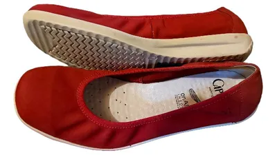 Caprice Damen Ballerinas Gr. 39 Rot Leder Slip-On Bequem Alltag