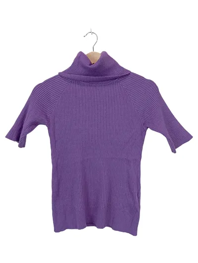 EVER.ME Damen Rollkragenpullover Kurzarm Rippstrick Lila Gr. XS