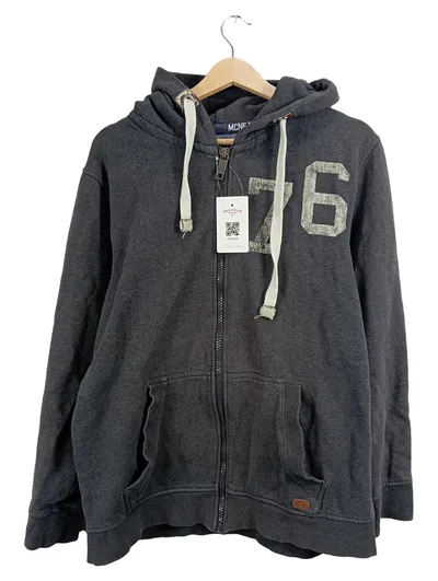 McNeal Sweatjacke Herren XL Grau Kapuzenjacke 76 Print Hoodie Baumwolle