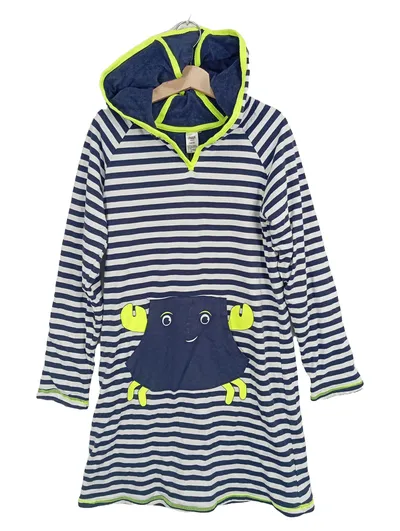 YIGGA Kinder Kapuzenkleid Strandkleid Krabbe Gr. 134/140 Blau Weiß Gestreift