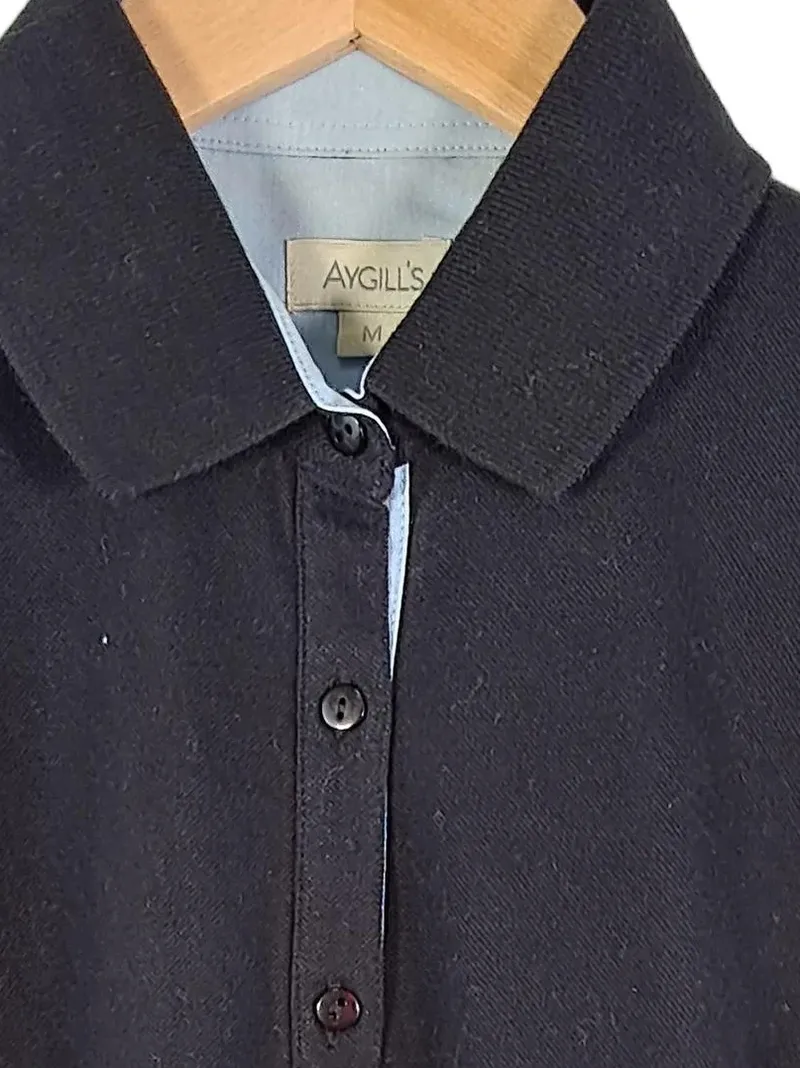 Aygill's Damen Poloshirt 3/4 Arm Uni Baumwolle Schwarz Gr. M 40 2