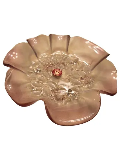 Walther Glas Kristallschale Blumenform Rosé 21cm Vintage Made in Germany