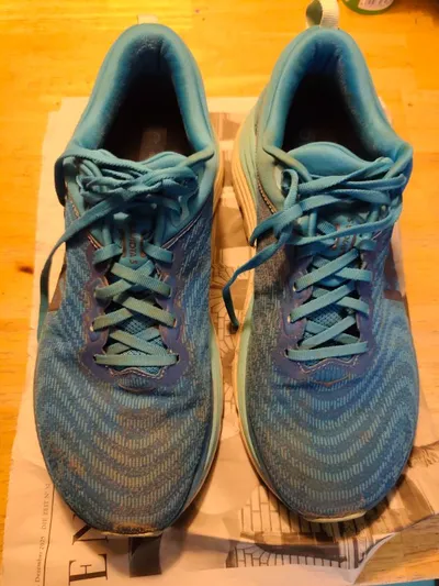 HOKA Sportschuhe Herren Laufschuhe Blau Farbverlauf Gr. 46 Schnürung