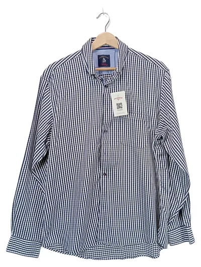 Andrew James Sailing Herren Freizeithemd kariert Gr. L blau weiß Baumwolle