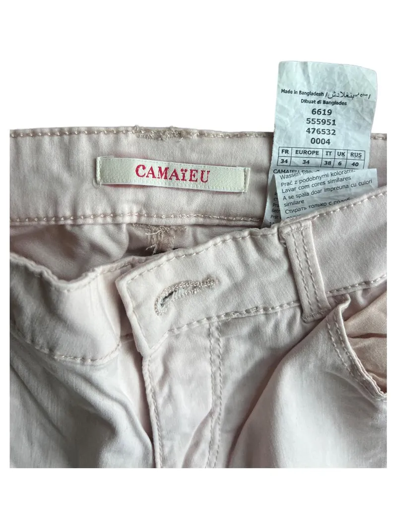 Camaïeu Damen Slim Fit Jeans Rosa Gr. W26/34/XS Stretch Hose Baumwolle 3