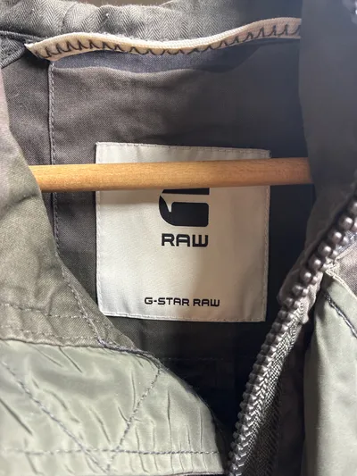 G-Star RAW Parka Herren Gr. S Camouflage Kapuze Oliv Baumwolle