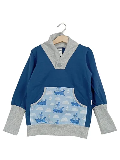 BABAUBA Kinder Pullover Gr. 110 Blau Maritim Schiffe Anker Baumwolle