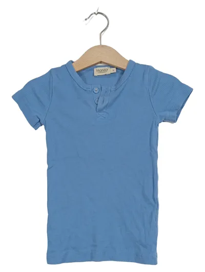 MarMar Copenhagen T-Shirt Kinder Gr. 92 Blau Rippstrick Basic Knopfleiste