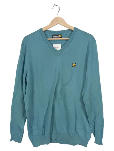 Lyle & Scott Pullover Herren XL V-Ausschnitt Petrol Baumwolle