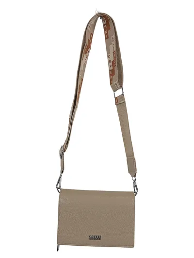 Coveri Collection Damen Umhängetasche Beige Crossbody Bag Leder