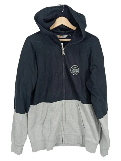 Carhartt Sweatjacke Hoodie Herren Gr. L Kapuze Reißverschluss Grau Schwarz