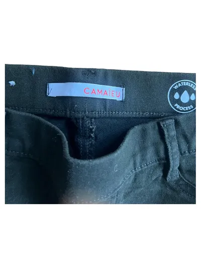Camaïeu Damen Stoffhose Skinny Oliv Gr. W26 34 XS Baumwolle Stretch
