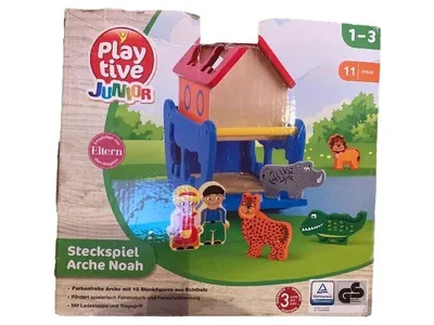 Playtive Junior Steckspiel Arche Noah Holz 11-teilig Kinder 1-3 Jahre