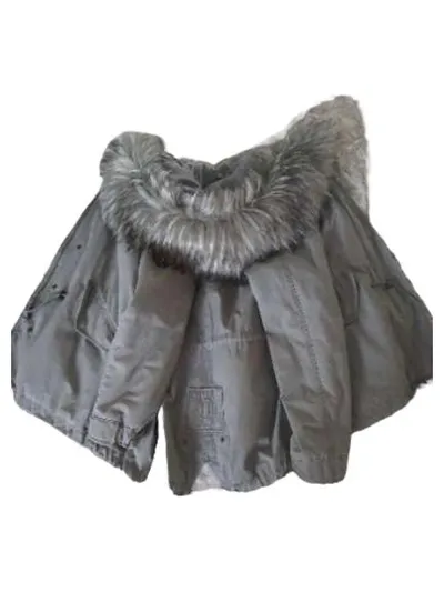 BLONDE No.8 Damen Parka Gr. 38 Grau Kunstfell Kapuze Baumwolle