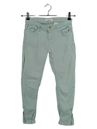 Camaïeu Damen Stoffhose Skinny Gr. W26/34/XS Grün Baumwolle Reißverschluss 1