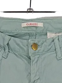 Camaïeu Damen Stoffhose Skinny Gr. W26/34/XS Grün Baumwolle Reißverschluss 2