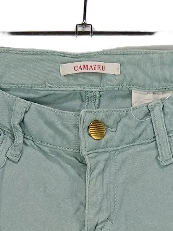Camaïeu Damen Stoffhose Skinny Gr. W26/34/XS Grün Baumwolle Reißverschluss 2