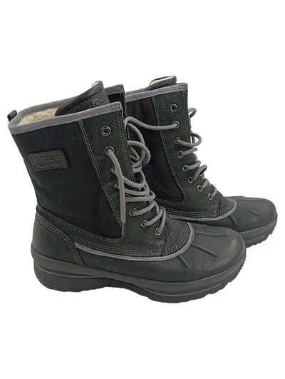 ECCO Herren Schneestiefel Leder Winterstiefel Kunstpelz Gefüttert Grau 39