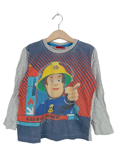 Feuerwehrmann Sam Langarmshirt Kinder Gr. 128 Mehrfarbig Grafisch Baumwolle