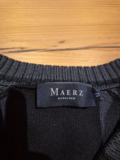 MAERZ Muenchen Herren Pullover V-Ausschnitt Gr. 52/XL Grau Baumwolle
