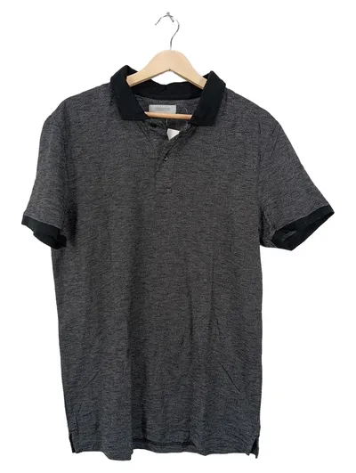 COOLCODE Herren Poloshirt Gr. M grau meliert Kontrastkragen Kurzarm