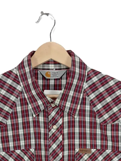 Carhartt Herren Freizeithemd Kariert Western Stil Gr. XL Baumwolle Rot