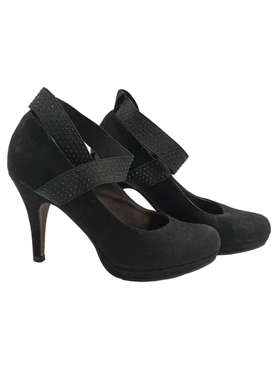 Tamaris Mary Jane Pumps Damen Strass Elegant Schwarz Gr. 38 High Heels