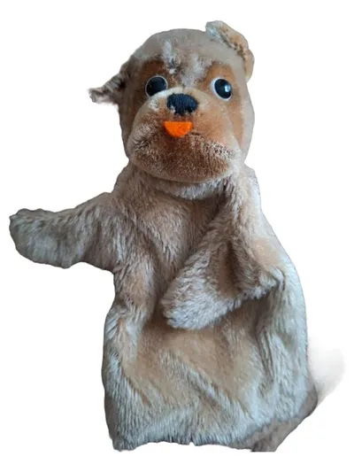 Steiff Handpuppe Hund Braun 23cm Vintage Plüsch Spielzeug Kasperletheater