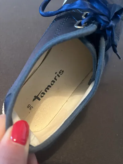 Tamaris Damen Sneaker Low Blau Gr. 38 Textil Schnürung Freizeit
