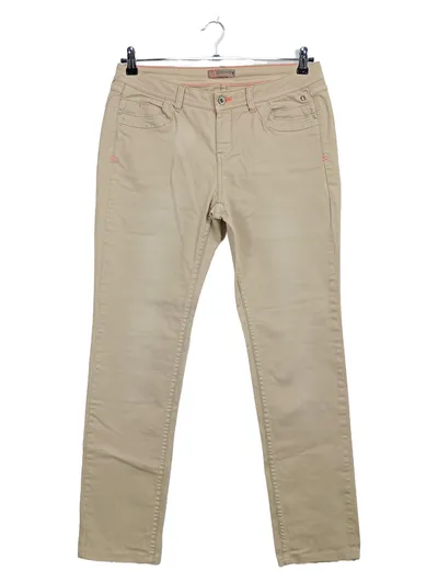 Comma Damen Stoffhose Chino Gr. 40 Beige Baumwolle Casual