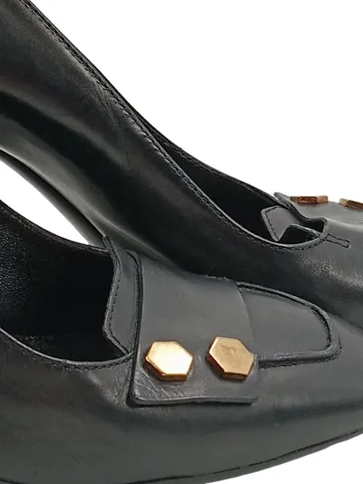 Tod's Loafer Pumps Damen Schwarz Leder Goldene Nieten Gr. 35 Elegant