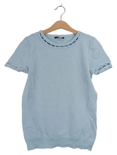 ORSAY Damen Strickshirt Gr. S Hellblau Perlendetails Kurzarm