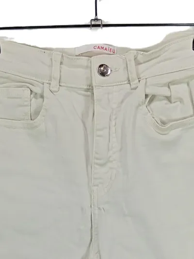 Camaïeu High Waist Jeans Damen W26/34 XS Weiß Baumwolle Stretch