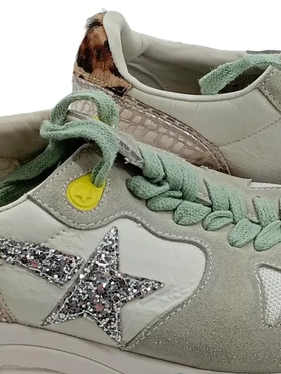 Golden Goose Damen Sneaker Gr. 36 Leder Glitzer Animal-Print Grau