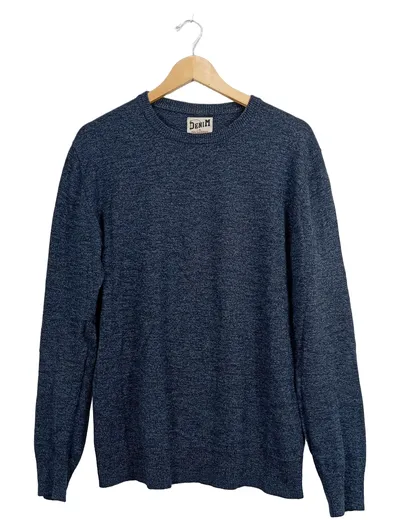 Nils Sundström Herren Pullover Baumwolle Meliert Blau Gr. L Casual