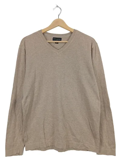 Banana Republic Pullover Herren V-Ausschnitt Beige Gr. M Baumwolle Meliert