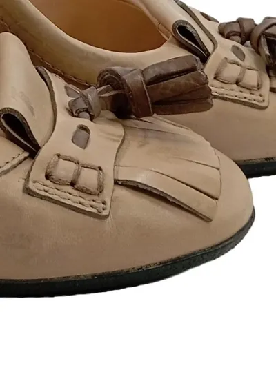 Tod's Tassel Pumps Damen Leder Quaste Beige Gr. 35 Business Klassisch