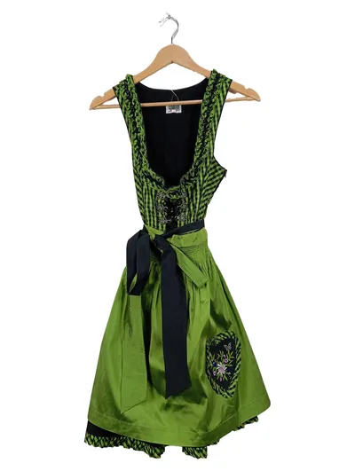 Country Line Dirndl Trachtenkleid Gr. 38 Grün Schwarz Kariert Stickerei