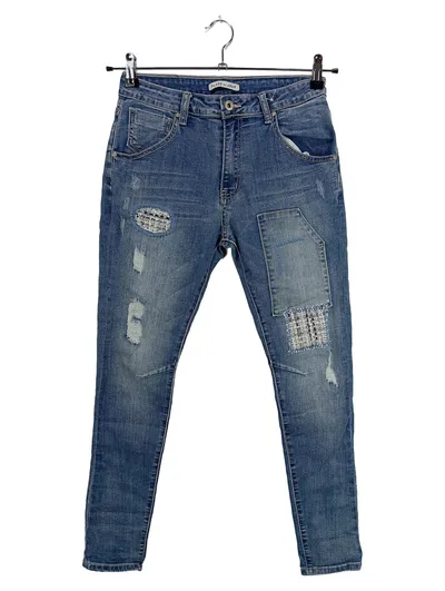 PLACE DU JOUR Destroyed Jeans Damen Blau Gr. S W28 L30 Baumwolle Used Look