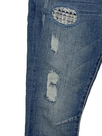 PLACE DU JOUR Destroyed Jeans Damen Blau Gr. S W28 L30 Baumwolle Used Look