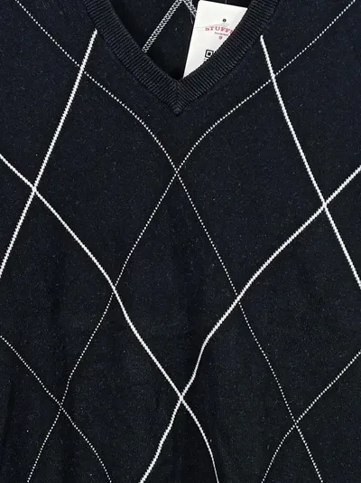 Carhartt Pullover Herren M Argyle V-Ausschnitt Pullover Baumwolle Schwarz